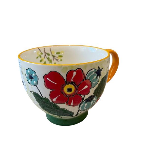 POTTER'S STUDIO Floral Ceramic Coffee or Tea Mug 12oz. Colorful Yellow Trim New - Picture 9 of 15